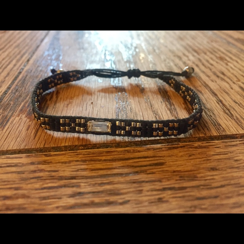 Chan Luu adjustable beaded bracelet with crystal