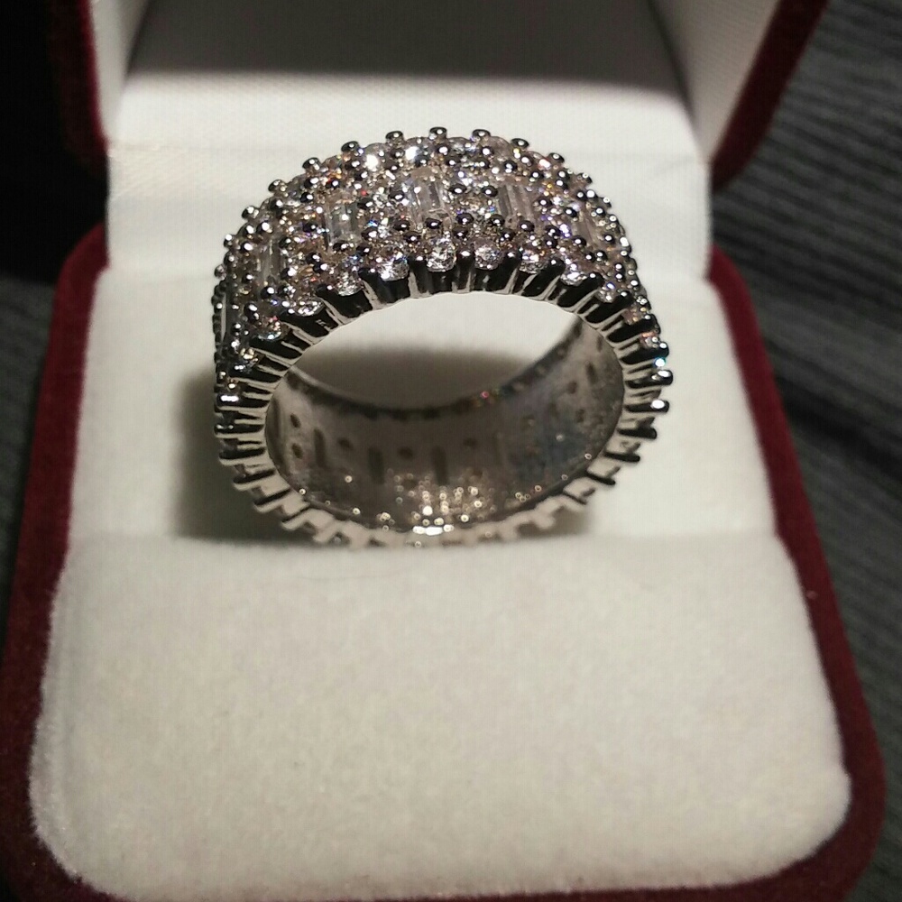 Crystal Anniversary Sterling Ring 8.5