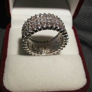 Crystal Anniversary Sterling Ring 8.5