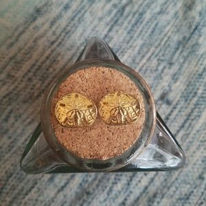 Gold sand dollar stud earrings