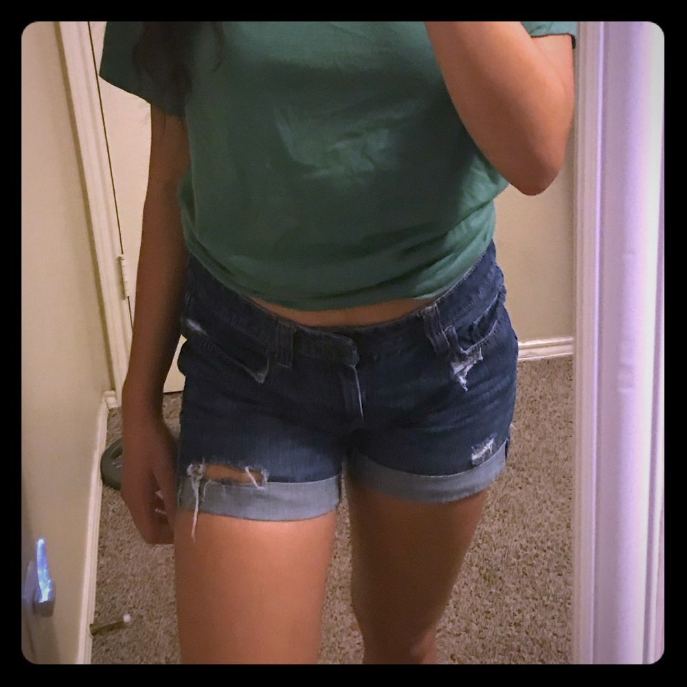 Distressed midlength Denim Shorts