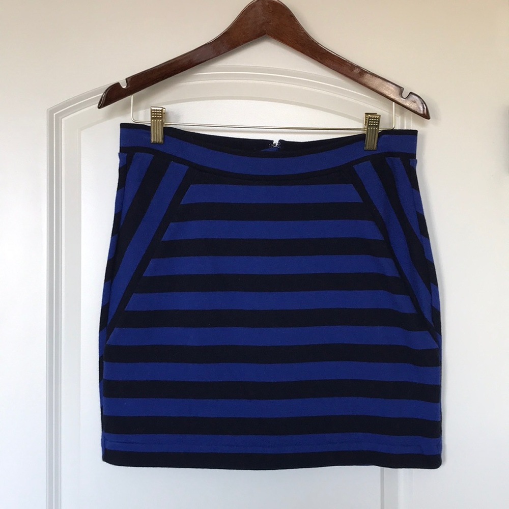 GAP Blue & Black Knit Mini Skirt, Small Tall