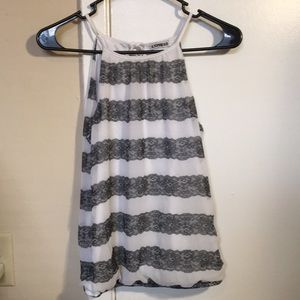 Express XS white and black lace tank