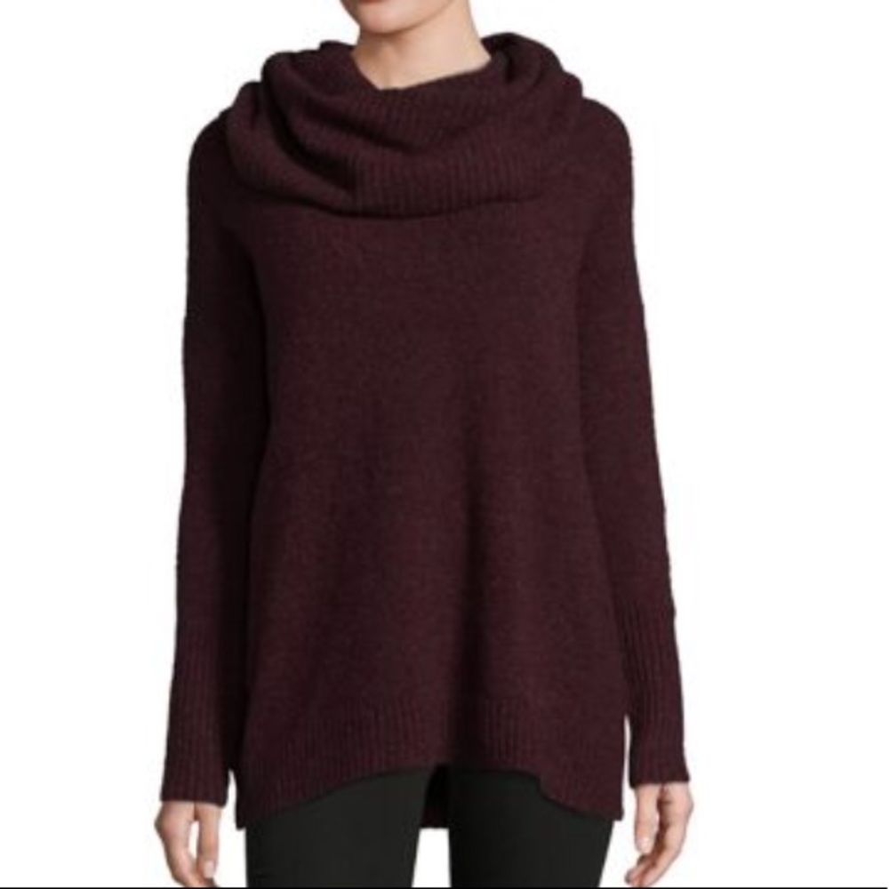 Burgundy textured cowlneck sweater French Connect