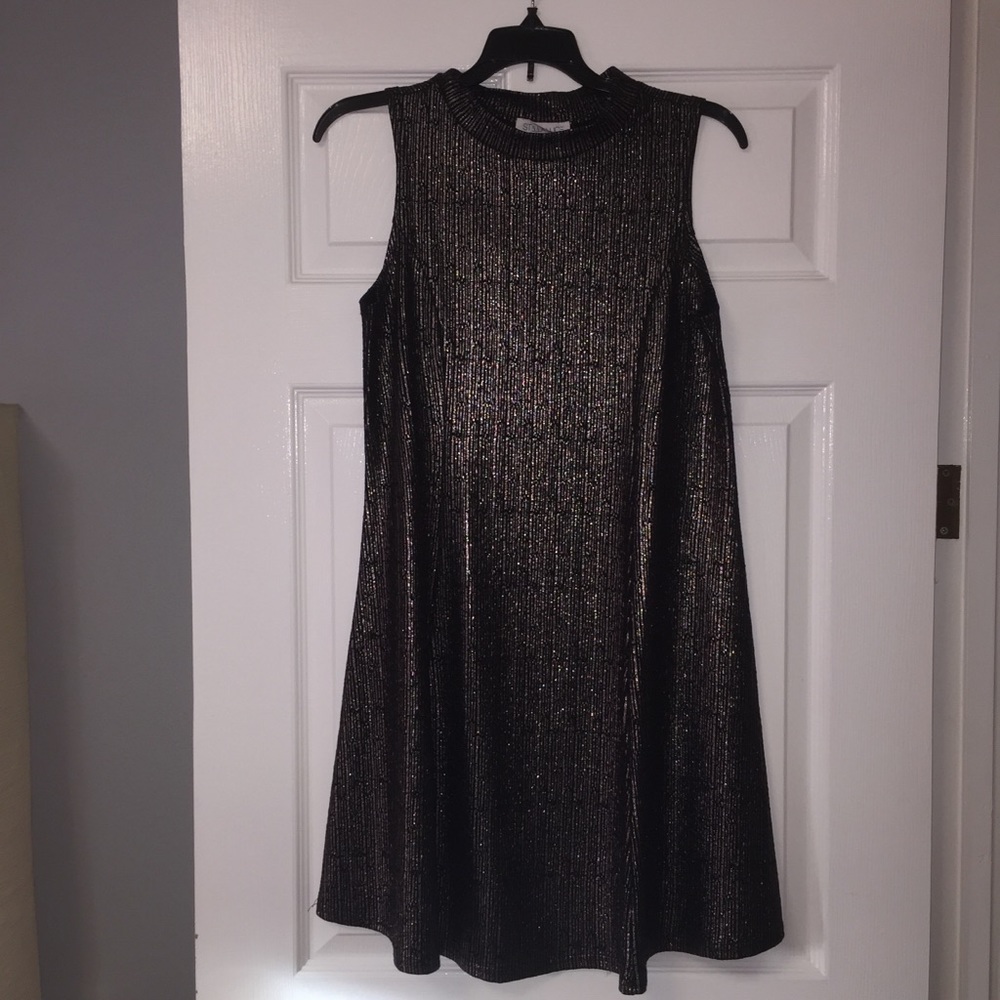 Black/gold metallic dress