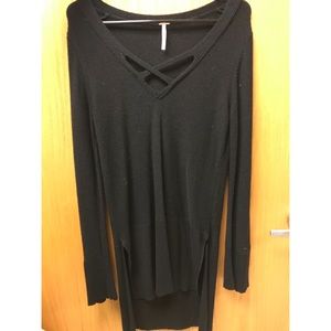 Free People Sweater with criss-cross neckline