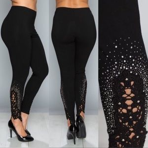 Rhinestone & Lace leggings