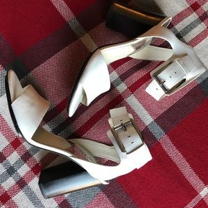White and black Slingback heels