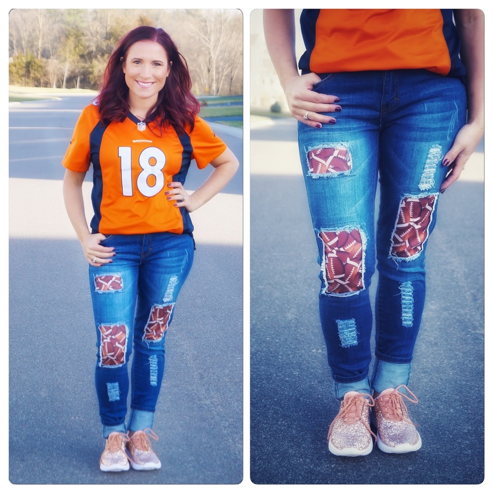 Football patch denim