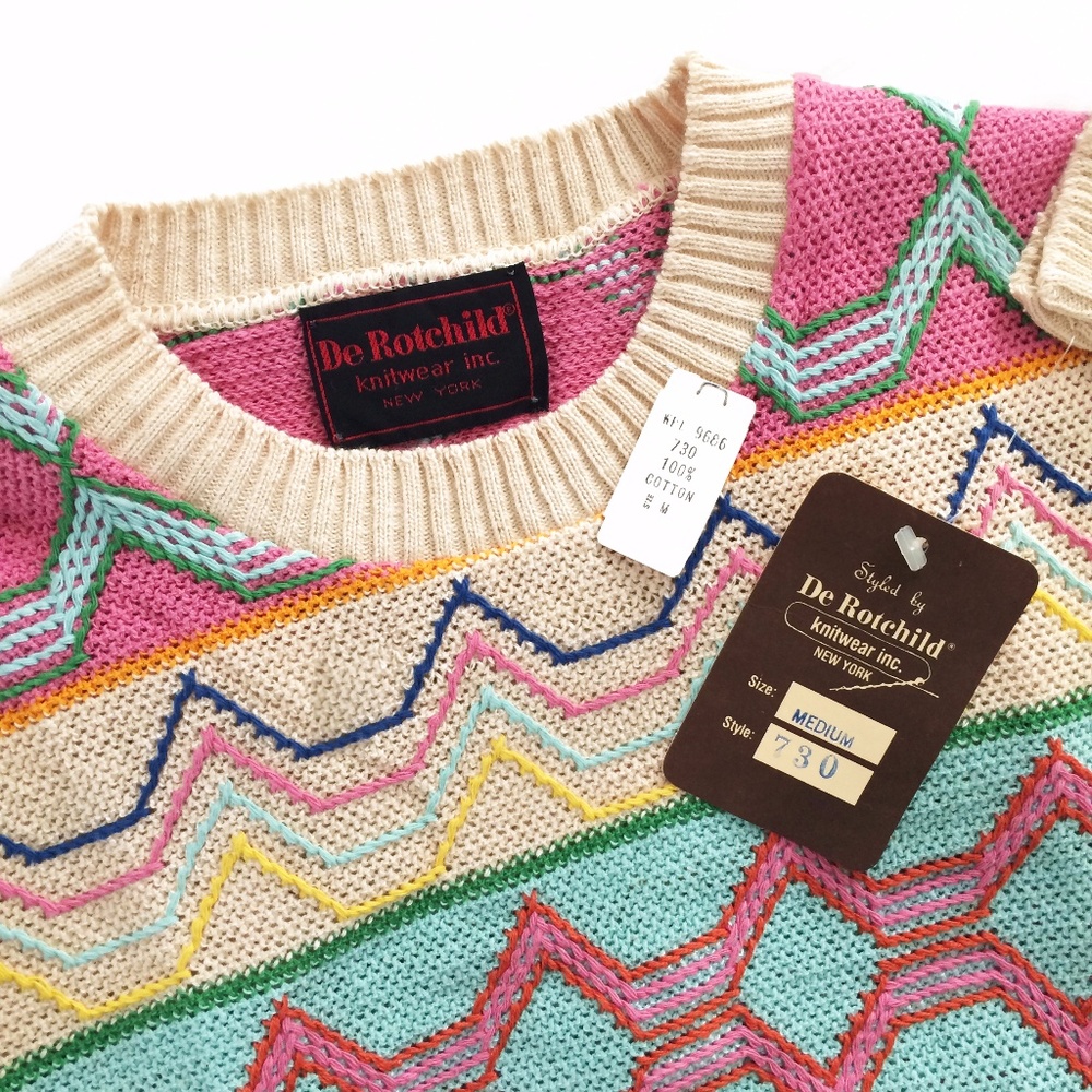 Vintage 1970's Pastel Geometric Sweater - Picture 4 of 5