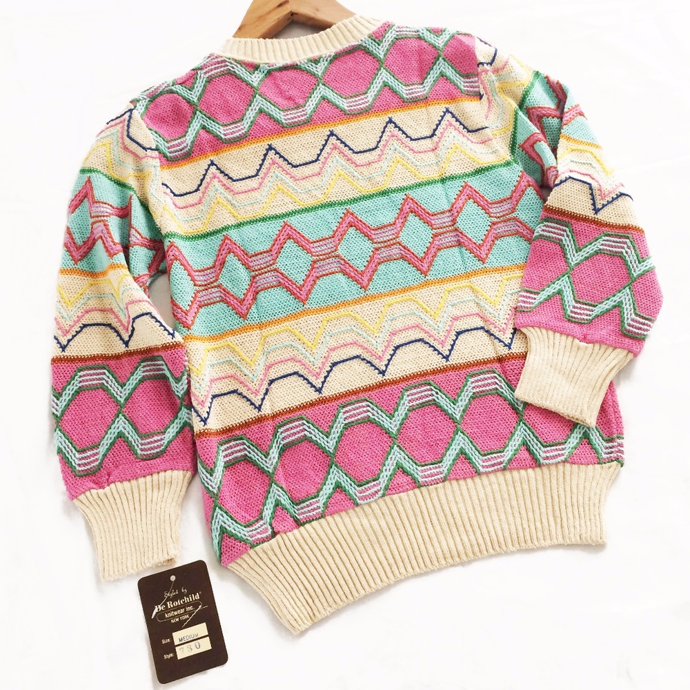 Vintage 1970's Pastel Geometric Sweater - Picture 3 of 5