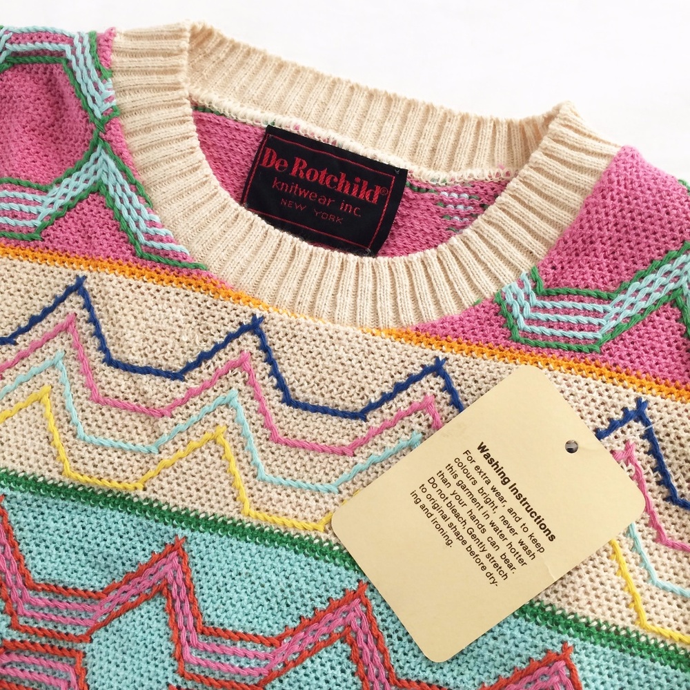 Vintage 1970's Pastel Geometric Sweater - Picture 5 of 5
