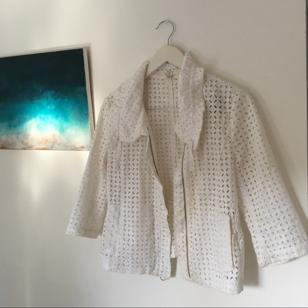 Ann Taylor white eyelet jacket