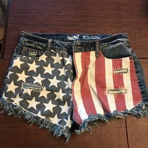 NEVER WORN. American flag festival shorts