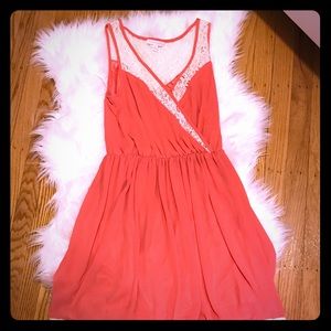 A coral lace dress