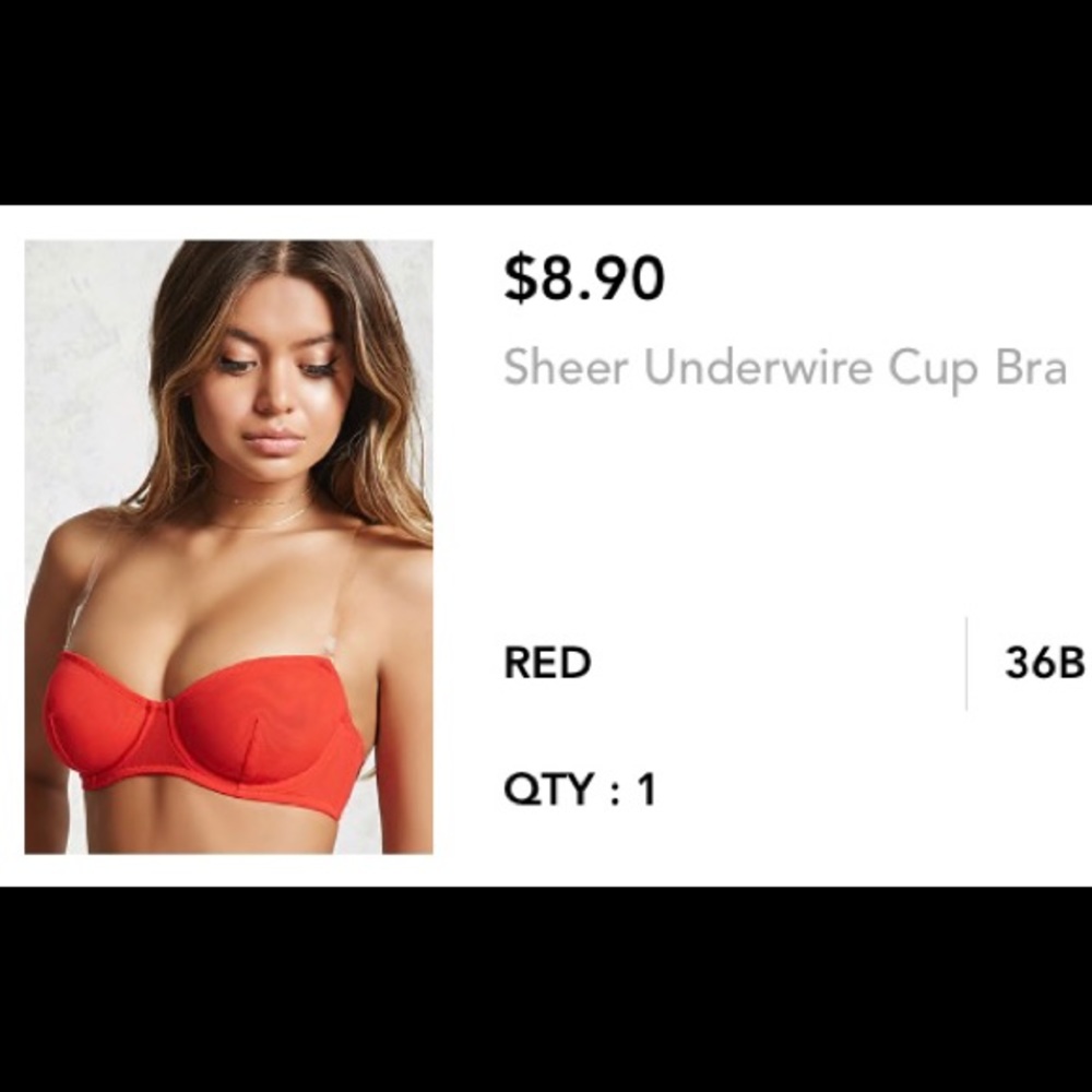 Bright fire red underwire bra