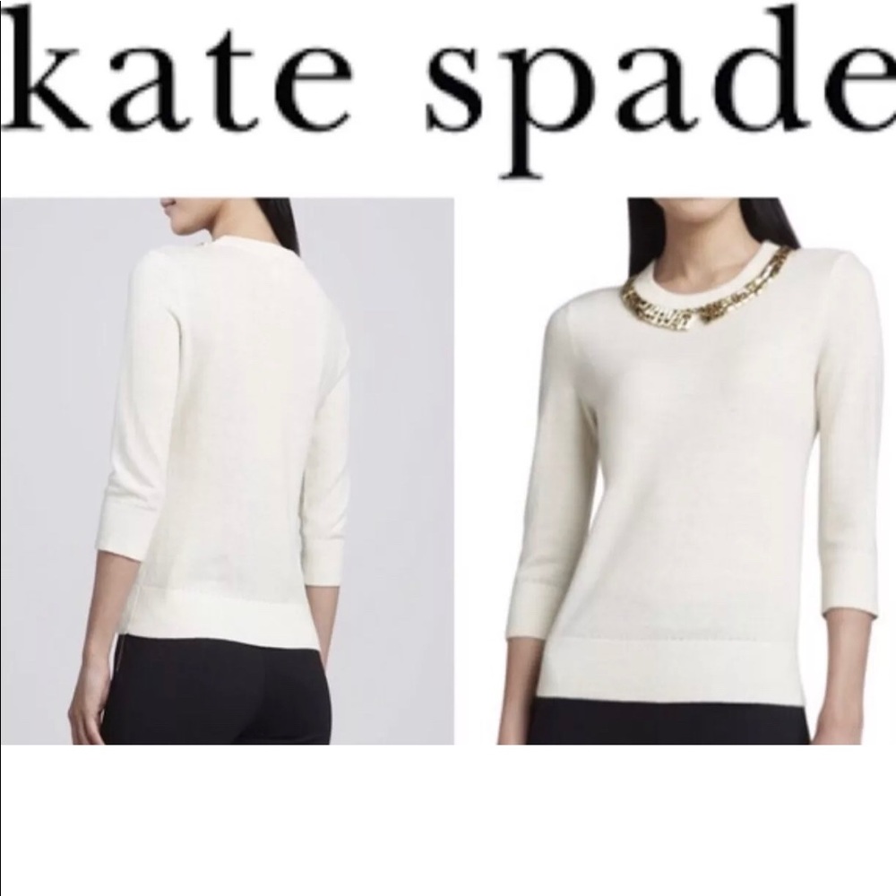 New Kate Spade Avaline Sweater Ivory/Gold Size M