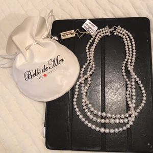 Belle De Mer 3Strand Pearl Necklace w/Silver Clasp