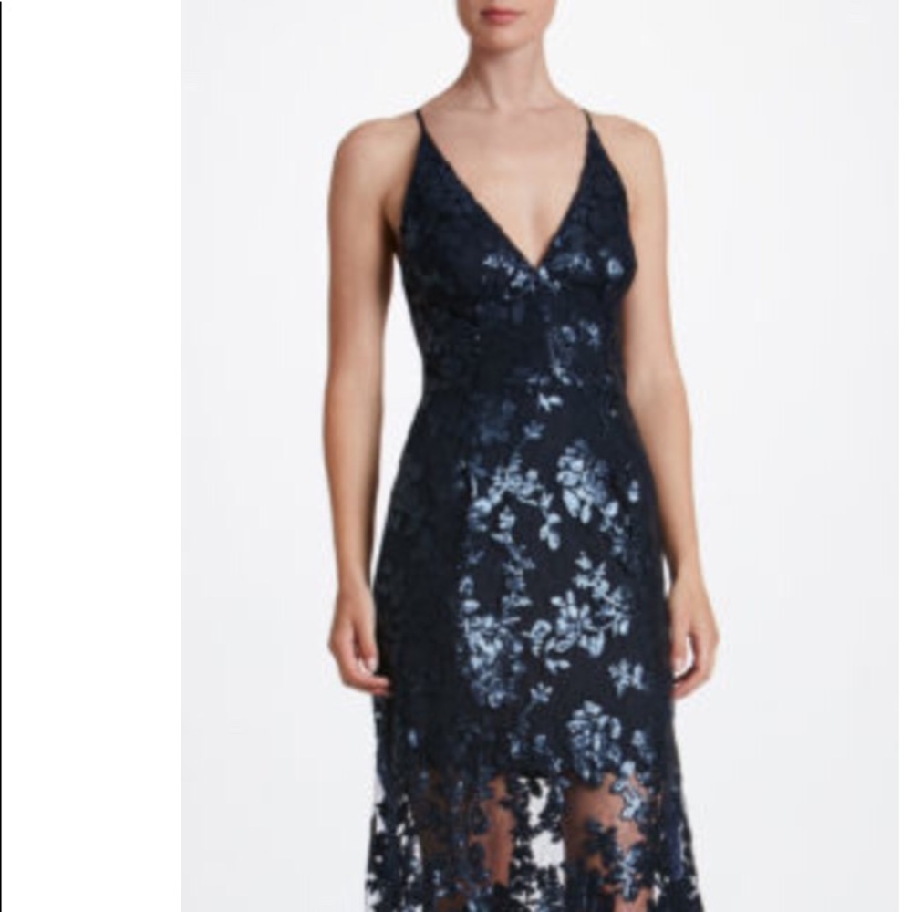 Crisscross Back Illusion Hem Sequin & Lace Gown