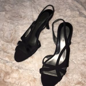 strappy black heels