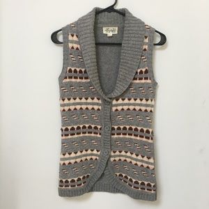 Grey & Pink Patterned Sweater Vest