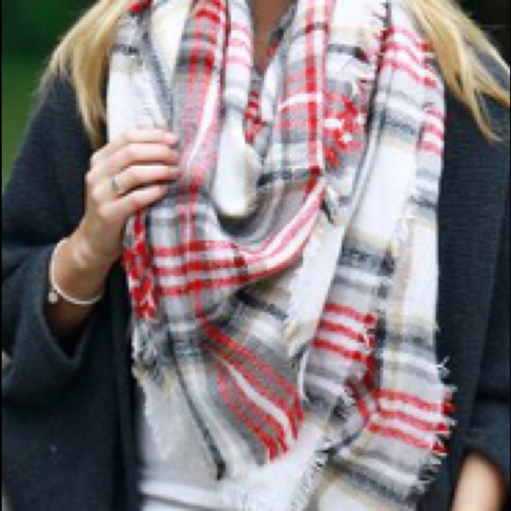 Plaid blanket scarf