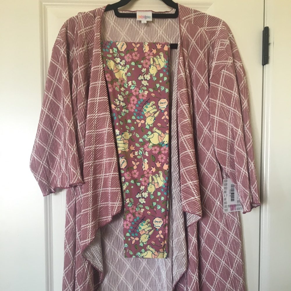 Lularoe Medium Plaid Dusty Rose  Shirley