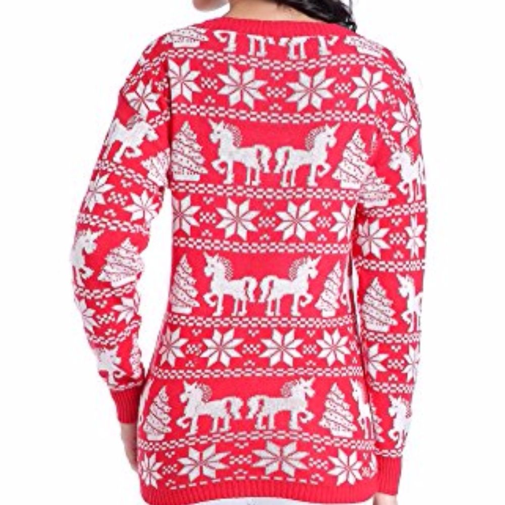 Kawaii Ugly Christmas Sweater Unicorn 3D Jacquard - Picture 2 of 5