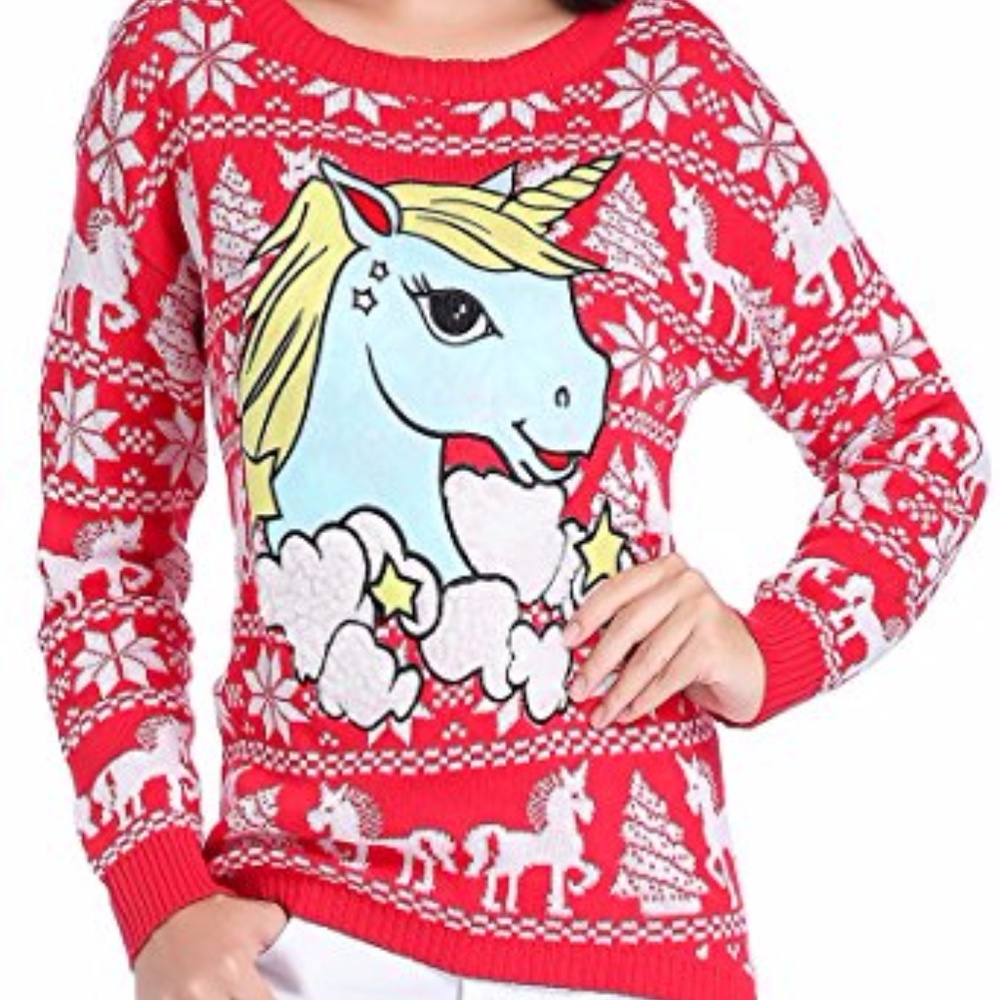Kawaii Ugly Christmas Sweater Unicorn 3D Jacquard - Picture 3 of 5