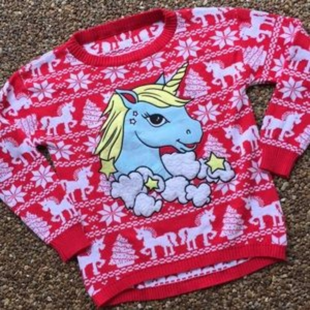 Kawaii Ugly Christmas Sweater Unicorn 3D Jacquard - Picture 5 of 5