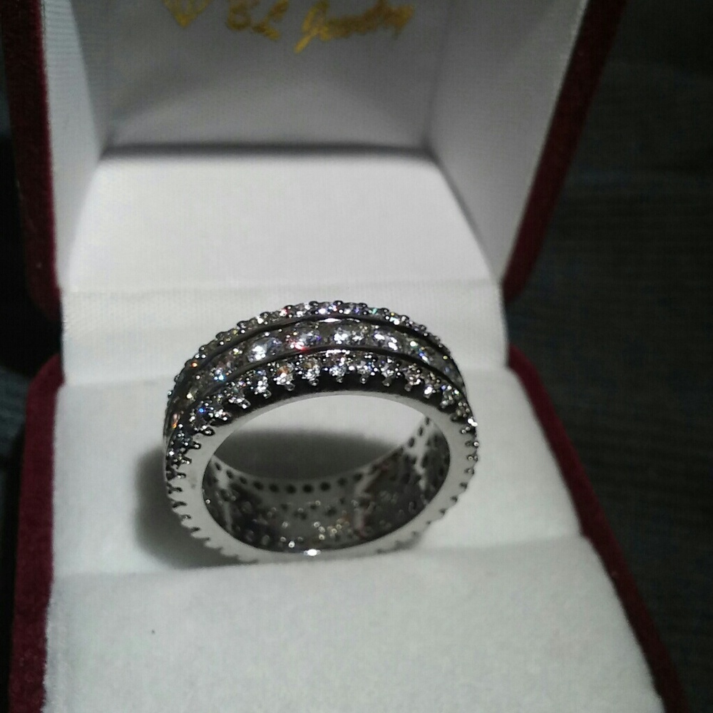 Sterling Silver Crystal Anniversary Ring 7.5