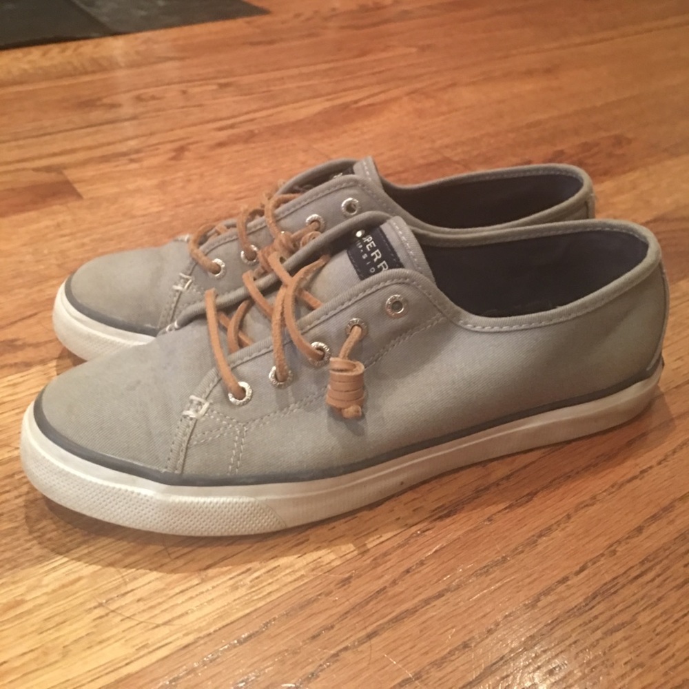 Grey sperry sneakers