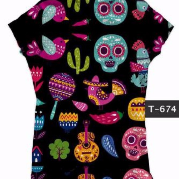 New Day of the Dead Sugar Skulls T-Shirt for Girls - Picture 2 of 2