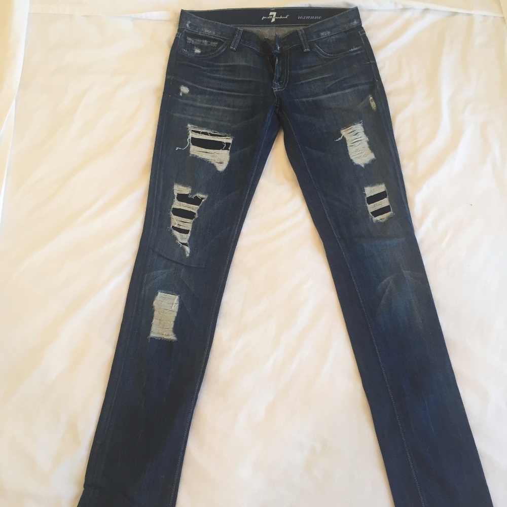 7 for all Mankind Roxane Torn Skinny Jeans