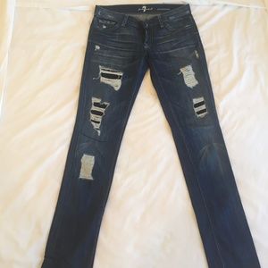 7 for all Mankind Roxane Torn Skinny Jeans