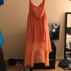 Cute salmon colored high low dress!