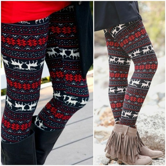 Reindeer Print Holiday Leggings - Picture 2 of 4
