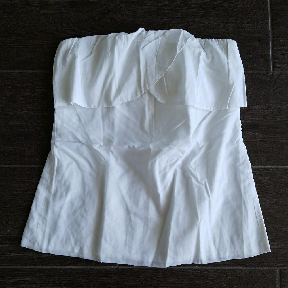 J.Crew White Silk Bustier Top