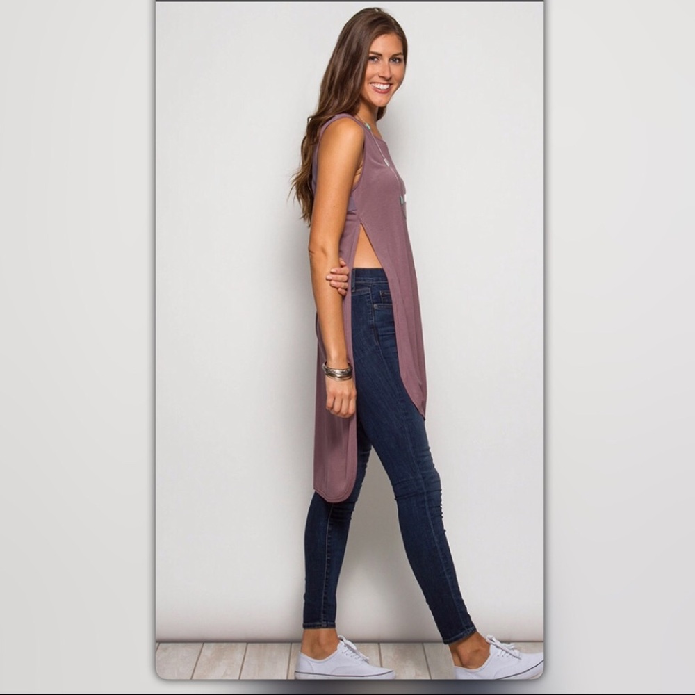 Maeve Long Deep Side Slit Tunic Top - Picture 2 of 3