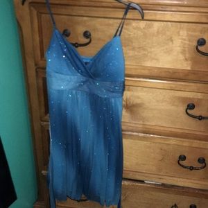 blue glittery formal dress