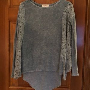 Blue-grey top with lace sides