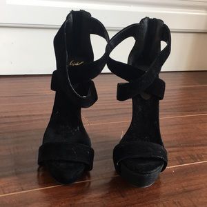 Steep Velvet Sandal Heels