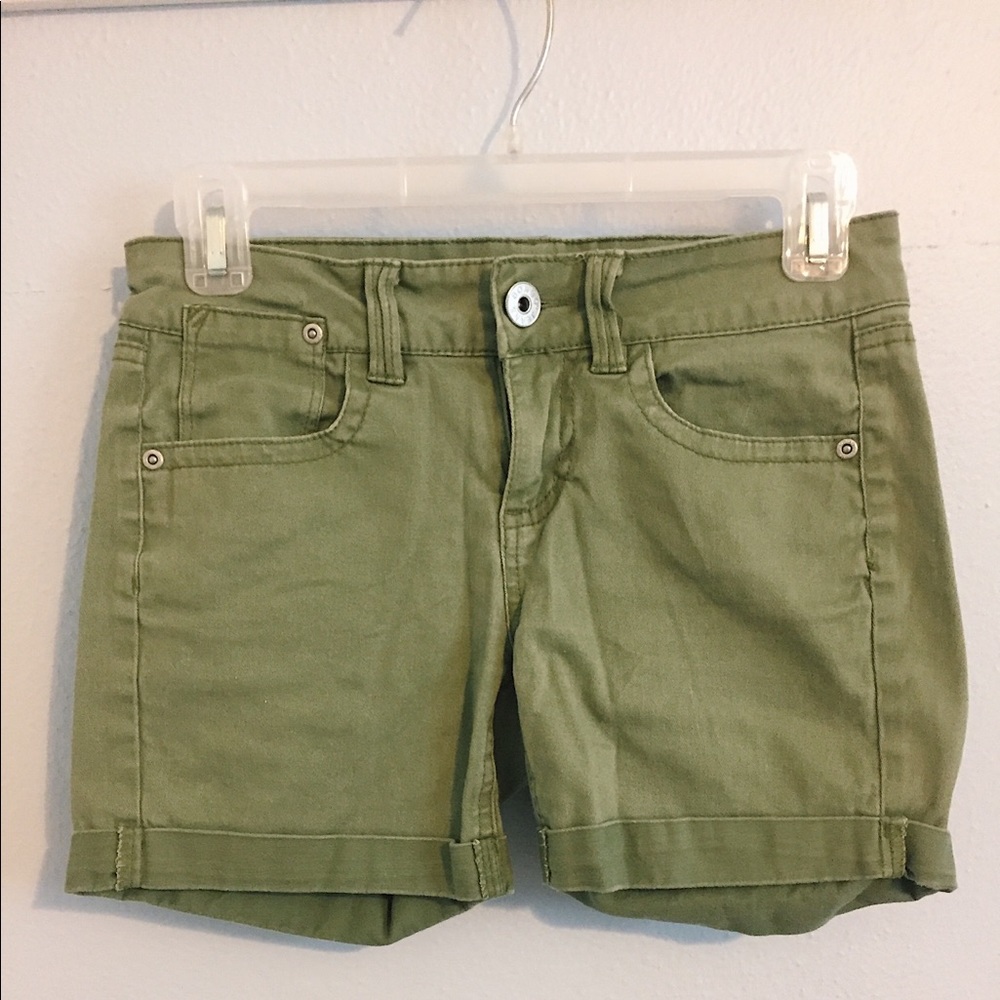 Navy Green Jean Shorts