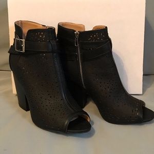 Black Peep Toe Ankle Boots