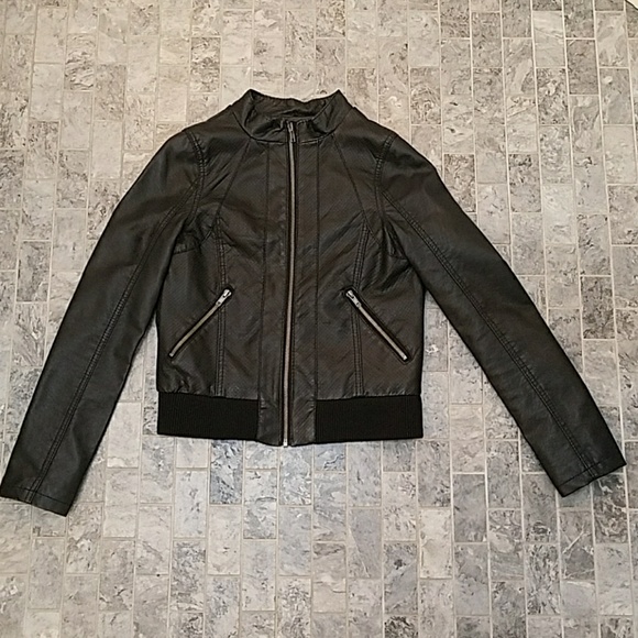 Motorcycle Style Bomber Jacket in Vegan P'leather - Picture 2 of 5