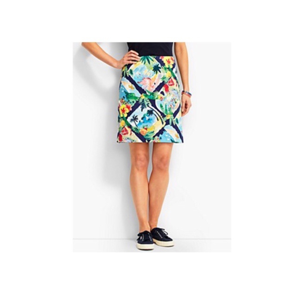 TALBOTS ISLAND LIFE PRINT ABOVE-KNEE SKIRT SZ 4P