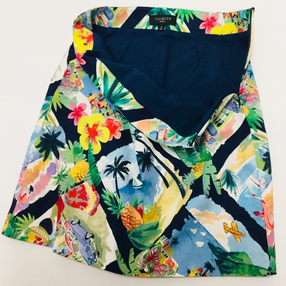 TALBOTS ISLAND LIFE PRINT ABOVE-KNEE SKIRT SZ 4P - Picture 8 of 9