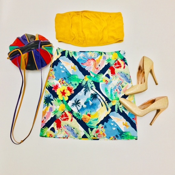 TALBOTS ISLAND LIFE PRINT ABOVE-KNEE SKIRT SZ 4P - Picture 4 of 9