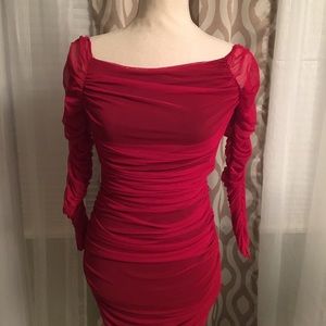 Woman red party and holidays dress