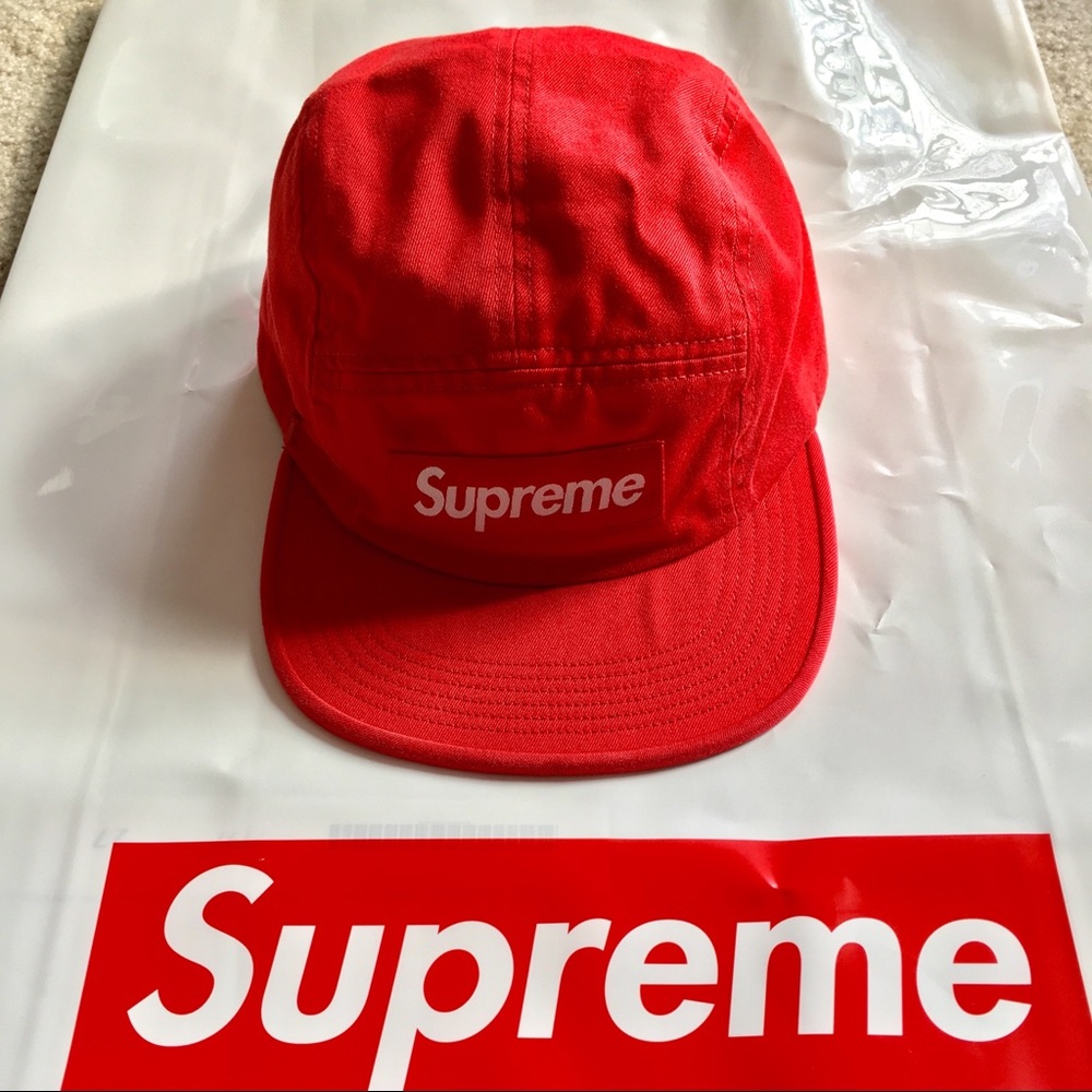 Authentic Supreme Red Side Zip Camp Hat